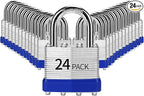 Padlocks Keyed Alike, Pack of 24, Laminated Steel Keyed Lock (1-9/16", 40mm), Padlocks with Same Key, Normal Shackle, for Toolbox, Locker & StorageUnit or More
