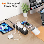 Outdoor Power Strip Weatherproof, IPX6 Waterproof Surge Protector with 3 Wide Outlets,1875W/15A Overload Protection Switch, 10FT Extension Cord, Wall Mountable for Indoor Outdoor, UL FCC Listed