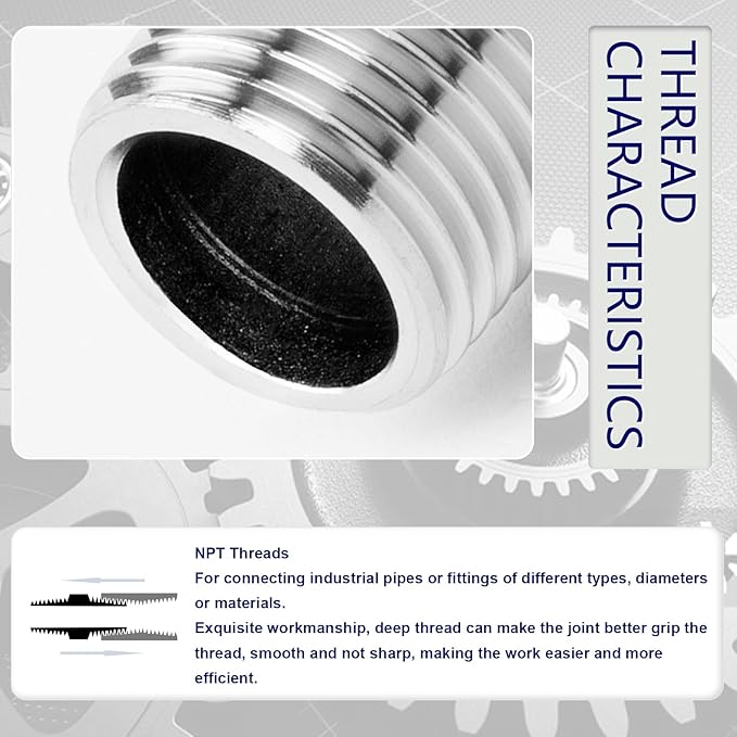 ChillWaves 304 Stainless Steel Pipe Fitting, Reducer Hex Nipple 1/2" NPT Male x 3/8" NPT Male Thread Adapter(6-PACK)