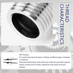 ChillWaves 304 Stainless Steel Pipe Fitting, Reducer Hex Nipple 3/8" NPT Male x 1/4" NPT Male Thread Adapter(3-PACK)