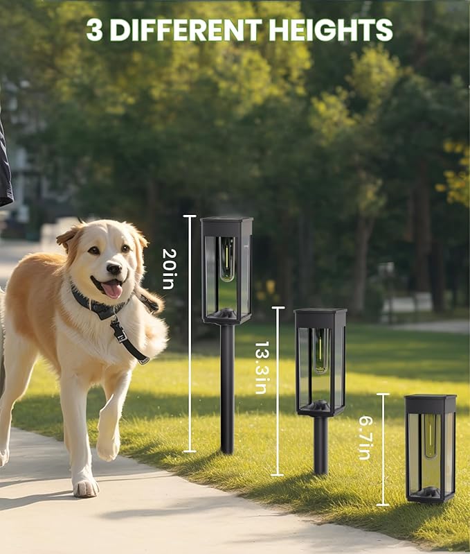 Solar Lights Outdoor, Bright Solar Pathway Lights Waterproof IP65, 4 Pack Warm Color Solar Path Lights for Yard, Landscape, Lawn, Patio, Walkway, Driveway, Garden Decoration