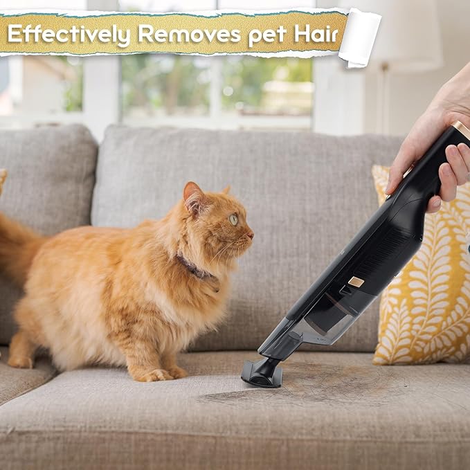 Handheld Vacuum Cordless, High Power Suction, USB Quick Charge, Car Vacuum Cleaner with Storage Dock, HEPA Filter, Lightweight Rechargeable Dust Buster with Crevice Tool & Pet Brush Hand Vac for Home