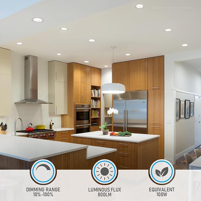 TORCHSTAR 8-Pack 5CCT 4 Inch LED Recessed Lighting Retrofit Downlight, Aluminum Anti-Glare Deep Baffle Trim, 800LM 10W=100W, CRI90 Dimmable Remodel Can Lights, JA8 ETL, 2700K3000K3500K4000K5000K