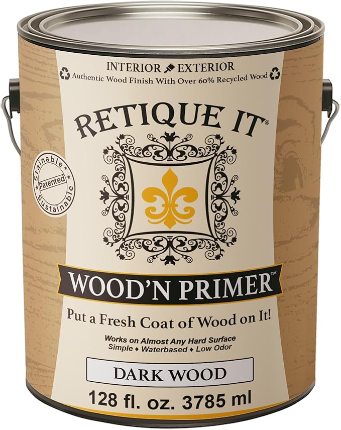 Retique It Wood'n Primer - Paint it then stain it - Stainable Wood Fiber Paint (Dark Wood, X-Large)