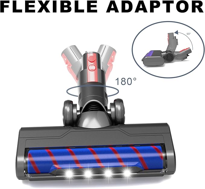 Upgraded Hardwood Floor Vacuum Attachments with Headlights for dyson V10 V11,Replacement Parts Motorhead for Dyson ,Soft Roller &PP Bristle Motorized Brush Accessories for Marble,Carpet,Rug Cleaning.
