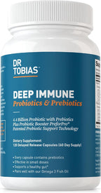 Dr. Tobias Deep Immune Probiotics & Prebiotics, 4.4 Billion CFU Probiotics for Women & Men, Supports Digestive Health, Gut Immune Function, Nutrient Absorption, 120 Capsules, 60 Servings