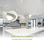 ASD 6 Pack LED Recessed Lighting 6 Inch 12W, 5 CCT 2700K-5000K CRI90+, IC Rated Ultra Thin Dimmable Ceiling Lights with J Box, Canless Wafer Downlight, Round Slim Panel Light, Energy Star ETL, Nickel