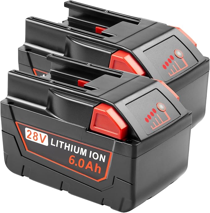 28V 6000mAh Replace for Milwaukee Mk28 High Output Battery for V28 Milwaukee Mk28 48-11-2830, V28, Mk28B, Mk28BX Cordless Power Tools Battery Li-Ion, 2 Pack