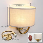 Industrial 2-Lights Wall Sconce Fixtures with Linen Fabric Shade, Double Wall Light Lamps Decor for Hallway Bedroom Living Room Bathroom Stairway