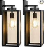 Large Size Outdoor Wall Light Fixtures, Exterior Lighting Fixtures Porch Sconces Wall Mounted, Waterproof Black Outdoor Wall Lanterns Lamps, Outside Lights for House Patio Front Door Entryway, 2-Pack