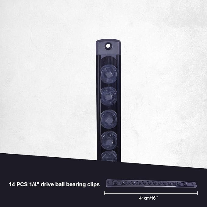 Magnetic Socket Holder Organizer Set: 6-Piece 1/4, 3/8, 1/2 Drive Socket Trays Socket, 360° Swivel Clips Socket Holder Kit, For Automotive Mechanic Garage (Black Red Green)