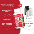 Health Plus Super Colon Cleanse 10 Day Gentle Gut Cleanse Detox, Psyllium Husk, Probiotics for Constipation Relief & Digestive Support, 120 Capsules