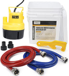 Tankless Water Heater Flushing Kit Includes 1/4HP Submersible Utility Pump with Two Plastic Adapters & 3 Gallons Pail with Bucket Lid Opener & Two 1/2” X 6’ PVC Hoses with Washers Easy to Clean
