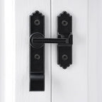 2 Packs 180 Degree Black Barn Door Lock, Flip Gate Latch with Handle, Heavy Sliding Door Latches, Door Security Sliding Latch Lock for Cabinets, Bathroom, Garden, Window, Garage