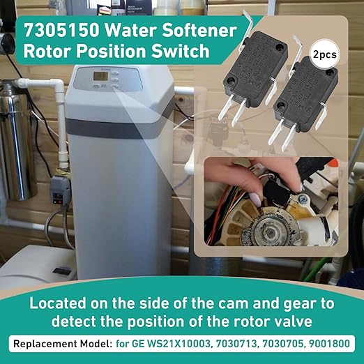 2 Pcs 7305150 Water Softener Rotor Position Switch Replacement for GE Kenmore Softener 7030705 7030713 9001800 WS21X10003 Models(Black)