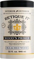 Retique It Wood'n Primer - Paint it then stain it - Stainable Wood Fiber Paint (Bleached Wood, Large)