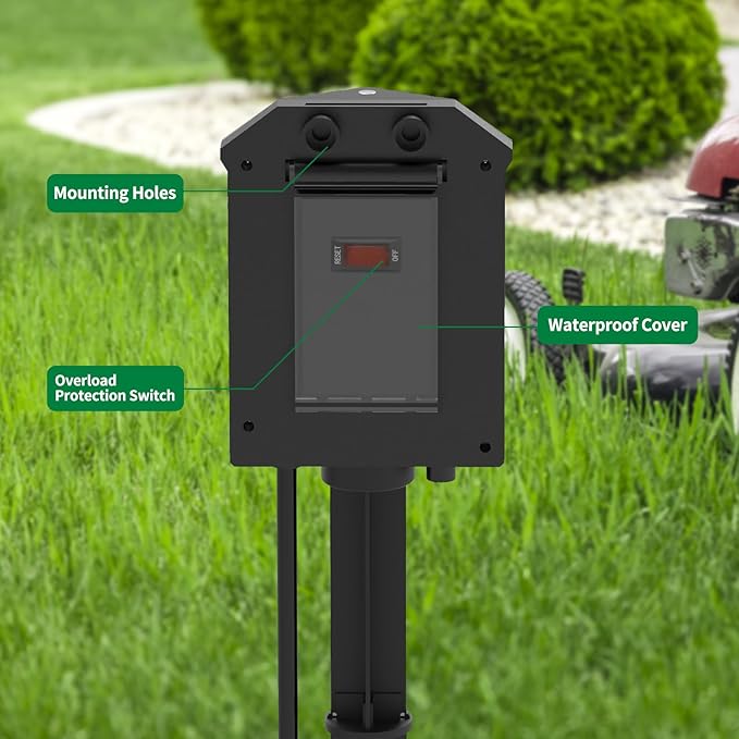 Outdoor Power Strip Waterproof, 100 FT Extension Cord, 6 Grounded Outlets for Halloween/Christmas Decorations and Inflatables, 15A/1875W, ETL Listed