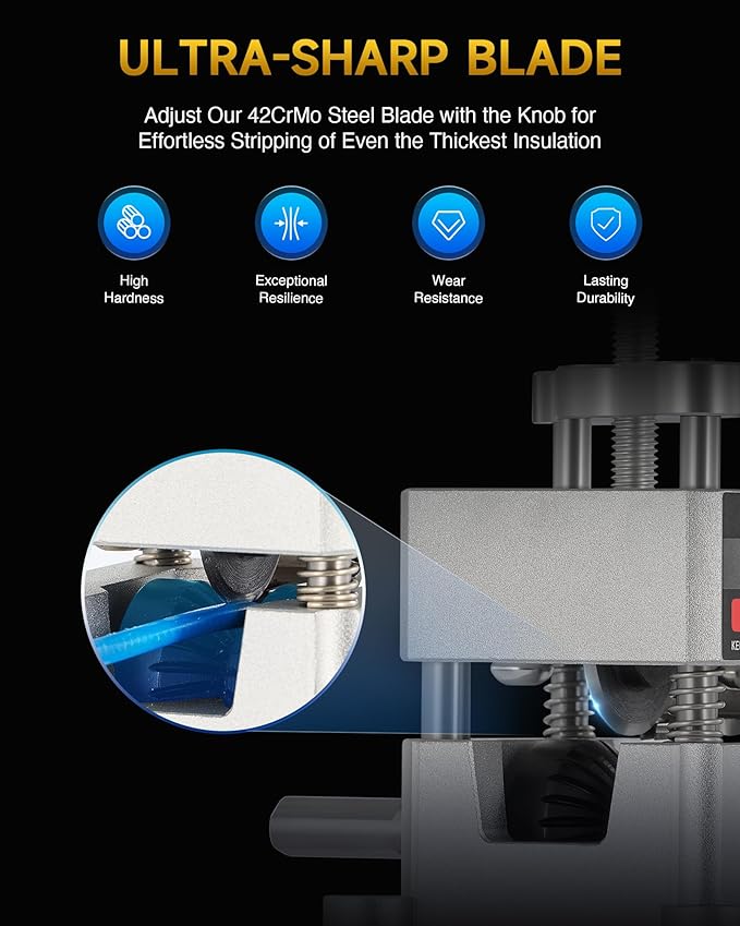 CREWORKS Wire Stripper Machine, 0.06"-1" Manual Wire Stripping Machine, Drill Compatible Copper Wire Stripping Tool for Scrap Wire with 2 Feed Hole Plates, Wire Stripper Power Tool for Cable Recycling