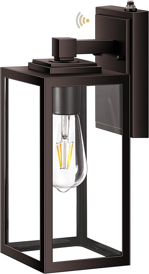 VIANIS Large Dusk to Dawn Porch Lights Outdoor, Oil Rubbed Bronze Exterior Light Fixture Wall Mount, Modern Outdoor Wall Sconce Lantern for Front Door, Outside Garage Lights for House Coach Patio