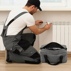 Small Tool Bag,Close Top Wide Mouth Tool Organizer Bag,Large Capacity Tool Bags for Men,Canvas Tool Storage Bag for Storage Handbag for Screwdrivers,Wrench,Pliers Hand Tools (Gray, 20 Inch)