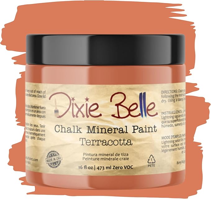 Dixie Belle Paint Company Chalk Finish Furniture Paint - Terracotta (16oz) - Matte Earthy Orange Chic Chalk Mineral DIY Furniture Paint