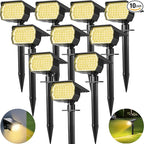 Solar Spot Lights Outdoor 10 Pack, [46 LED/3 Modes] Solar Landscape Spotlights Waterproof, 2-in-1 Auto On/Off Solar Powered Lights for Outside Yard Garden Wall Pathway(Warm White)