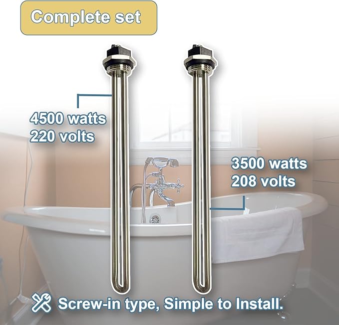 2 Pack 265-48642-00 Water Heating Element Fit for Bradford White Water Heaters, Replace 415-48642-00 4154864200 Heating Element Heater Parts, Screw-in Type，208V 3500W 240V 4500W