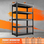 72 ”H Garage Shelving Heavy Duty, Garage Storage Shelves 2500LBS Industrial Shelving Unit, Adjustable Metal Shelving, Steel Garag Organizer, Rack Shelf for Basement, 72 ”H×36”W×16”D