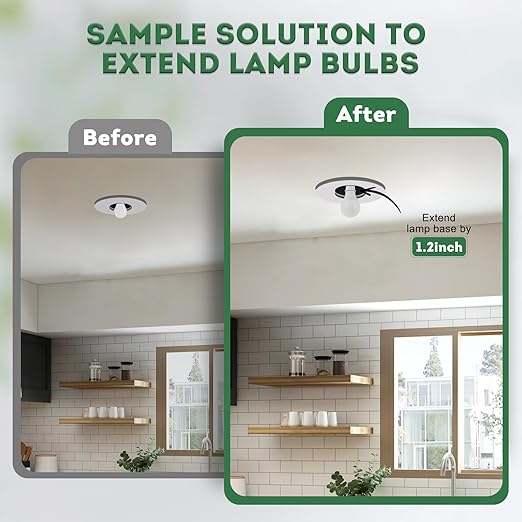 Light Socket Extender,E26 to E26 Medium Screw Bulb Socket Extension Adapter,Recessed Socket 1.2" Extensions,Light Cans Socket Extender Adapter