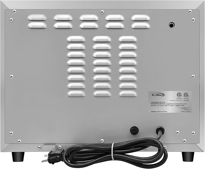KoolMore 19 in. Countertop Convection Oven for Quarter-Size Pans with 3 Racks 1440W of Power in Stainless-Steel, 0.8 cu. ft. ETL Listed (KM-CTCO-08)