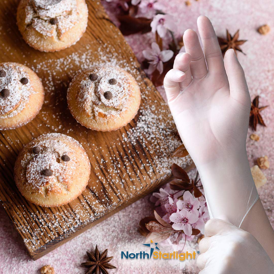 TRONEX 8973 Vinyl Disposable Gloves, Latex-Free, Powder-Free, Food Service, Catering, Natural, Large, Case of 1000