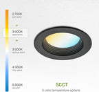 ASD 4 Inch Retrofit LED Recessed Lighting | Metal Trim Black 10W 849LM 120V 2700K-5000K Adjustable Ceiling Downlights | Triac Dimmable Wet Rated Room Can Lights, ETL Energy Star, 6 Pack