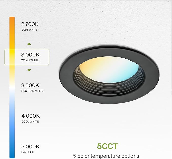ASD 4 Inch Retrofit LED Recessed Lighting | Metal Trim Black 10W 849LM 120V 2700K-5000K Adjustable Ceiling Downlights | Triac Dimmable Wet Rated Room Can Lights, ETL Energy Star