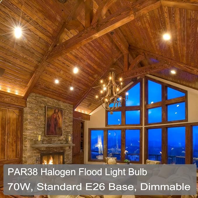 PAR38 Flood Light 70W 120V（80W Equivalent,4 Pack Long Lifespan PAR38 Flood Light Dimmable, High Output 800LM PAR38 Bulb with E26 Base, 2800k Warm White Par38 Lighting Bulb