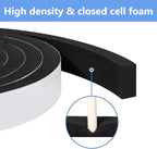 Weather Stripping Door Seal Strip- 1/2 Inch X 1/2 Inch X 10Feet, Strong Adhesive, Lightproof, Soundproof, Weatherproof Foam Tape Insulation for Sliding Door, Front Door Frame, Windows- Black