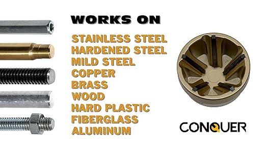 CONQUER Tools Deburring External Chamfer Tool, Premium Tungsten Blade, Deburring Drill Bit, Remove Burr Tools Quick Release Shank Fits for 1/2"-3/8"(13mm-35mm) Stainless Steel Burr Removal,Countersink