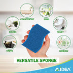 AIDEA Sponges Kitchen, Non-Scratch Scrub Sponge, 24Count, Sponges for Non-Stick Cookware, Kitchen Sponge for Dishes, Cleans Fast Without Scratching, Cleaning Power for Kitchen, Bathroom, Household
