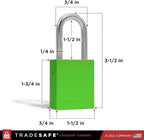 TRADESAFE Lockout Tagout Locks Set - 10 Green Aluminum Loto Locks, Keyed Different Lock Out Tag Out Padlocks, 2 Keys Per Lockout Padlock, OSHA Compliant
