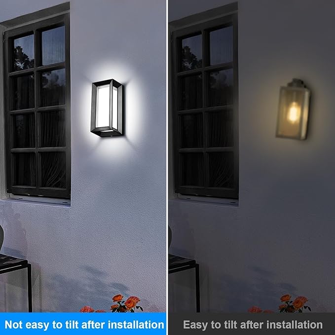 ledmo Porch Wall Light Outdoor Wall Sconce, Modern LED 1800LM 6000K Daylight Wall Light Fixture, 18W Aluminum Acrylic Shade Exterior Lighting for House, Patio, Backyard, Stairway, 6 Pack