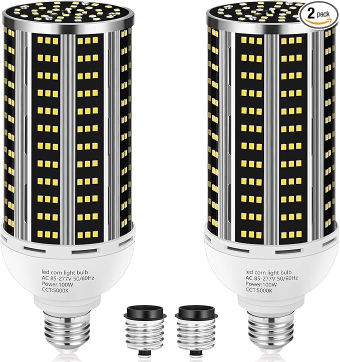 100W 2 pack LED Corn Light Bulb,(1000W Equivalent )Commercial Grade DayLight 5000K E26/E39 14200LM Medium Mogul Base LED Lamp,Large Area Lights For Outdoor Indoor Garage Warehouse Factory Bay Light