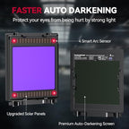 ARCCAPTAIN Auto Darkening Welding Helmet with Side View, 180° Panoramic View, 1/1/1/1 True Color Large Viewing Welding Hood with 4 Arc Sensor Solar Powered, Wide Shade 4/5-9/9-13 for TIG MIG ARC CUT