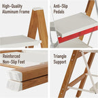 4 Step Lightweight Aluminum Folding Ladder, Portable Step Stool with Anti-Slip Pedals, 330 lbs Capacity for Home, Office, Kitchen（White&Woodgrain）