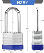 Padlocks Keyed Alike, Pack of 12, Laminated Steel Keyed Lock (1-9/16", 40mm), Padlocks with Same Key, Long Shackle, for Toolbox, Locker & StorageUnit or More