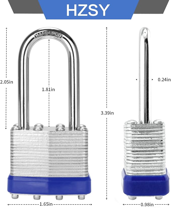 Padlocks Keyed Alike, Pack of 24, Laminated Steel Keyed Lock (1-9/16", 40mm), Padlocks with Same Key, Long Shackle, for Toolbox, Locker & StorageUnit or More