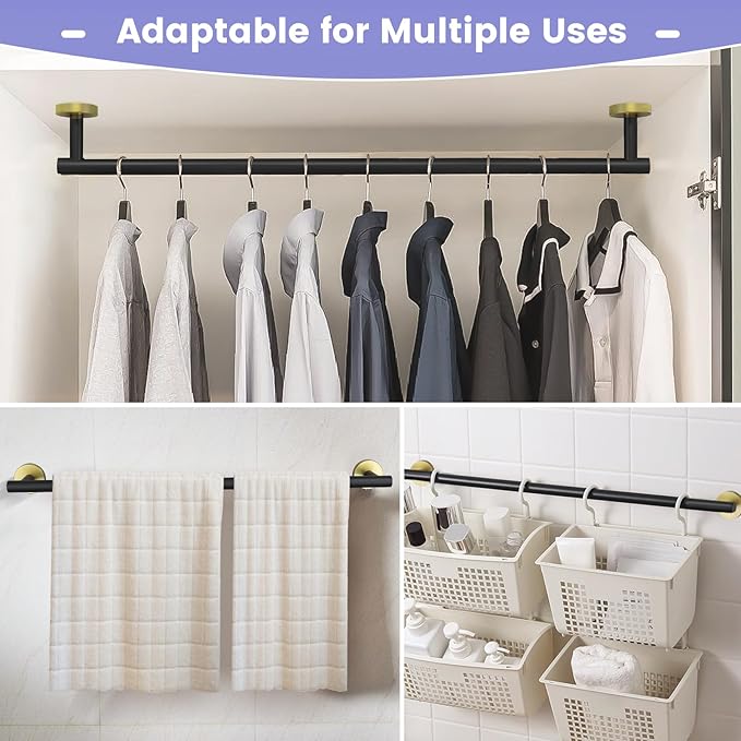 Black and Gold Bathroom Hardware Accessories Set,4 Pieces Towel Bar Set 27.5 Inch Towel Bar,Rack Set for Bathroom SUS304 Stainless Steel Towel Holder Set,Wall Mounted