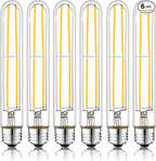 7.3 Inch E26 Led Bulb 6W, Equal 80 Watt 3000K Warm White Edison Bulbs Dimmable, T10 T9 Long Tubular Clear Glass Light Bulb 800LM for Pipe Pendant Chandeliers Wall Sconces - UL Cert 6Pack