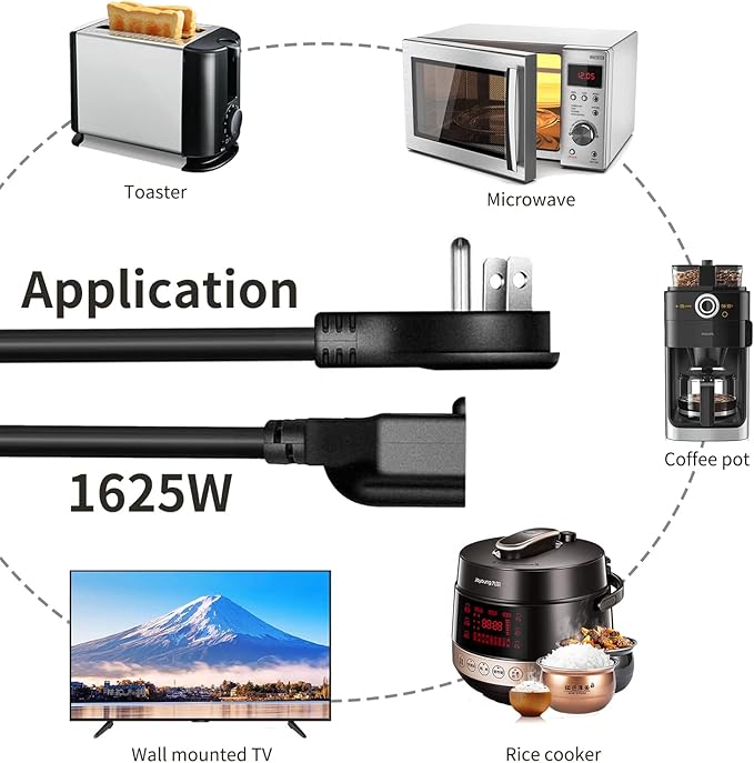 Miady Flat Plug Extension Cord 1 Ft, 90 Degree Plug Adapter, 3 Prong Grounded Wire Short Flat Wall Power Cable Black ETL Listed (4-Pack, 13 Amp, 125 Volts, 1625 Watts)