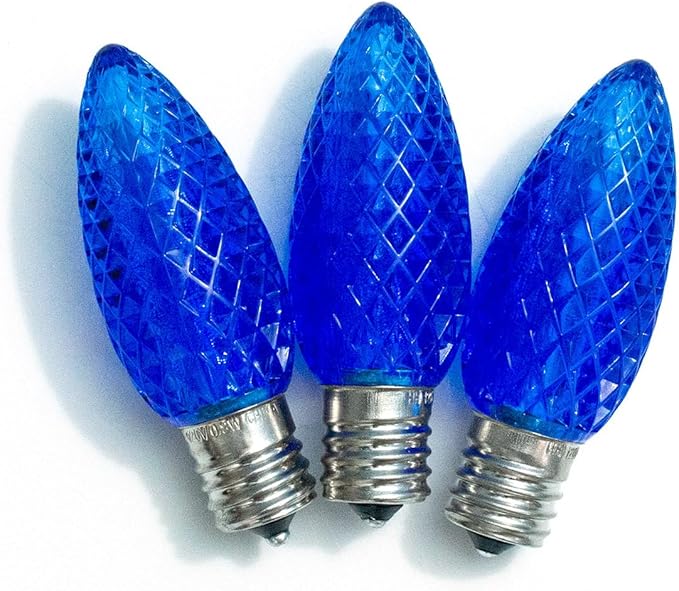 Meconard C9 Led Replacement Christmas Light Bulbs, C9 Shatterproof Led Bulbs for Christmas Indoor Outdoor String Lights, E17 Intermediate Base, Commercial Grade Holiday Bulbs, Blue, 25Pack