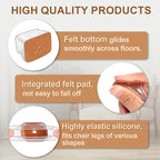 28Pcs Chair Leg Floor Protectors Rectangle for Hardwood Floors Silicone Caps Covers Felt Furniture Pads Clear Chair Sliders, Protect The Floor from Scratches(Fit Perimeter ６'' to 8'')