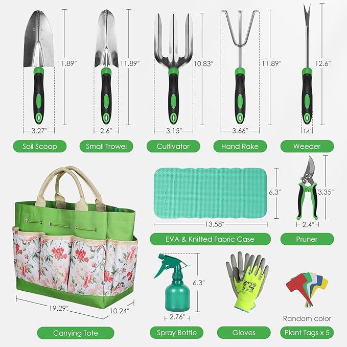 Orientools Gardening Gifts for Women & Men, Garden Tools Set Kit with Bag, 11 Piece Gardening Hand Tools, Allotment Gifts for Gardeners